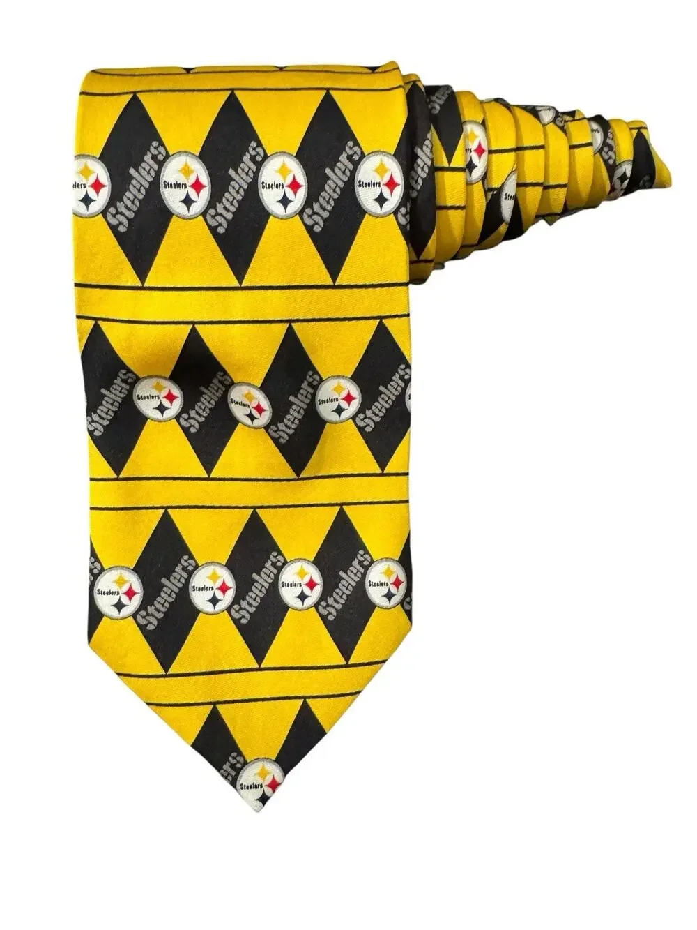 NFL Pittsburg Steelers Logo Diamond Pattern Football Novelty Necktie 100% Silk